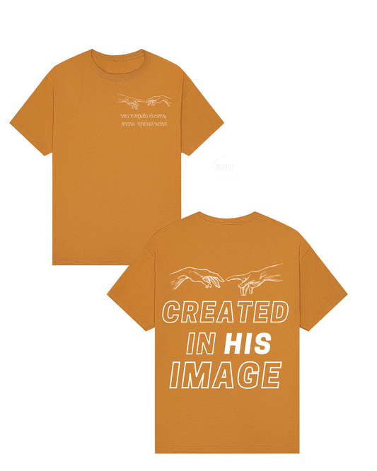 Created in His Image Box Tee - Latte Brown