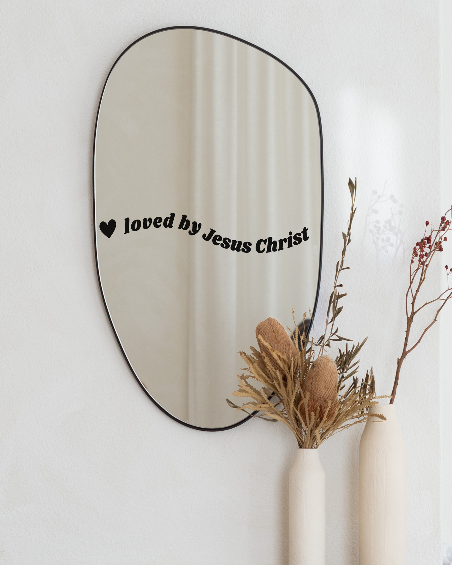 Loved By Jesus Christ Mirror Decal