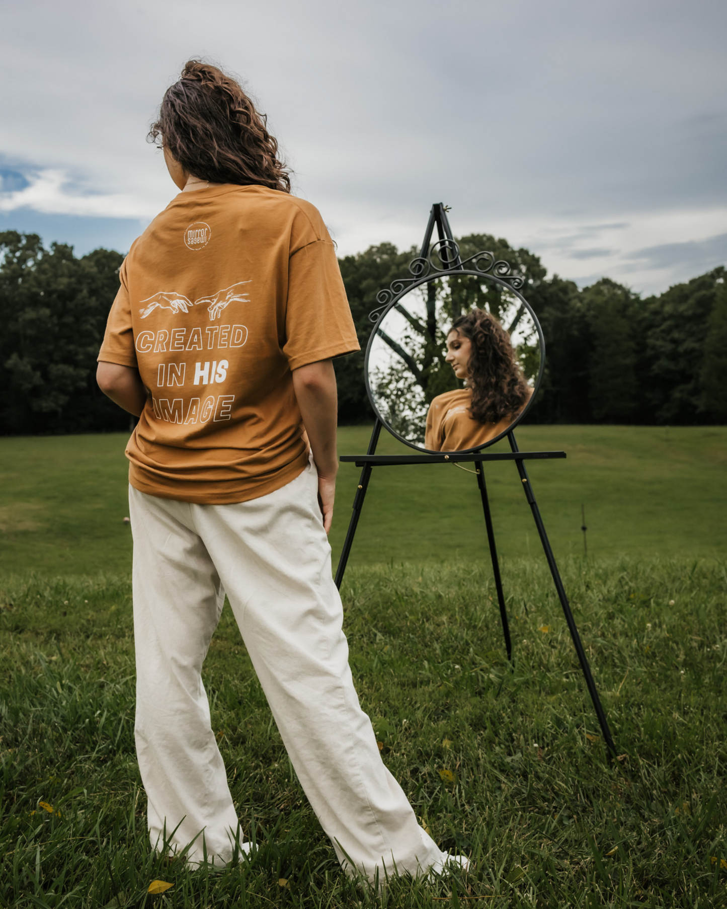 Created in His Image Box Tee - Latte Brown