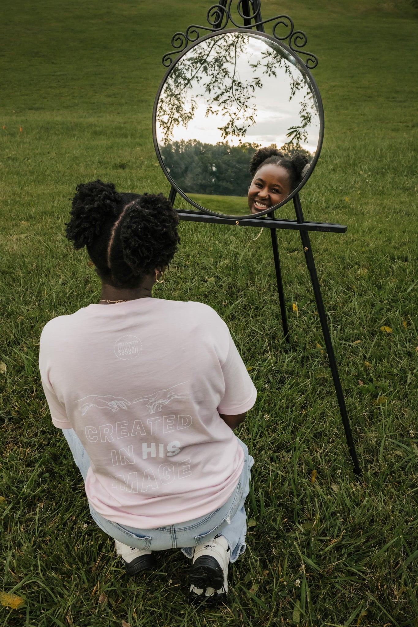 Created in His Image Box Tee - Blush Pink