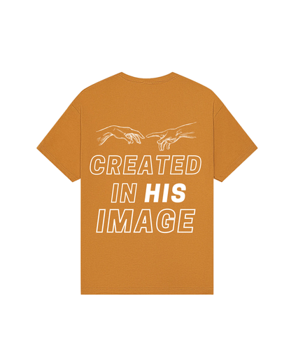 Created in His Image Box Tee - Latte Brown