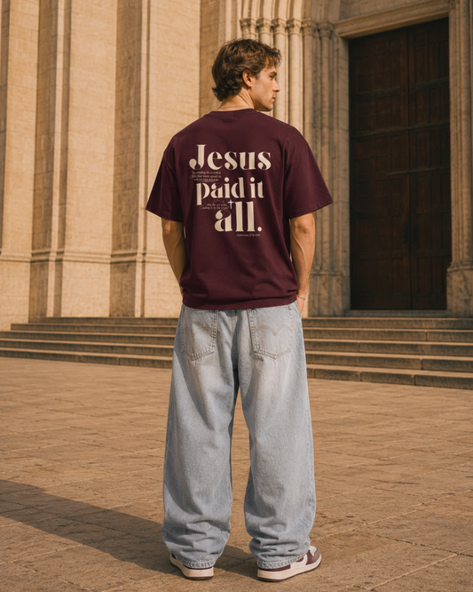 Jesus Paid It All Crimson Tee - Col. 2:14