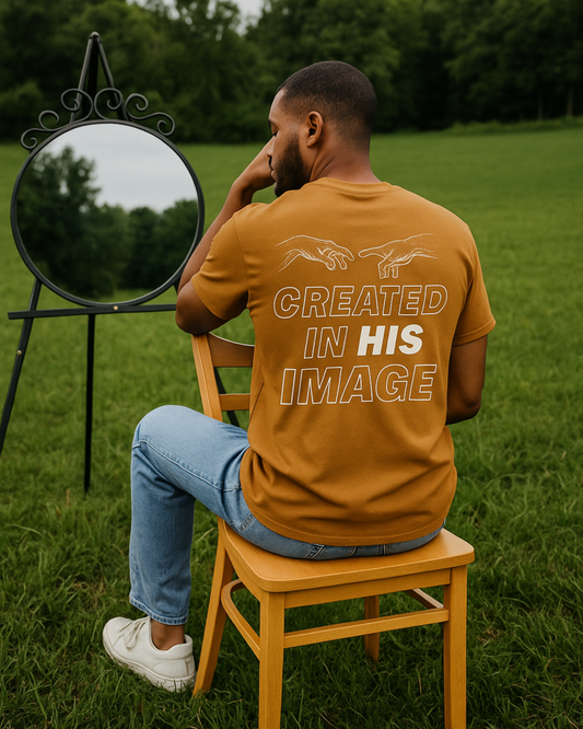 Created in His Image Box Tee - Latte Brown